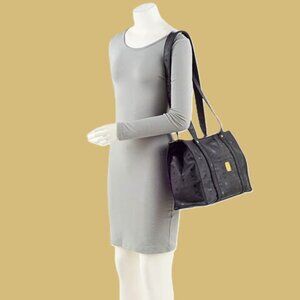 MCM Visetos Shopper Tote Bag Black